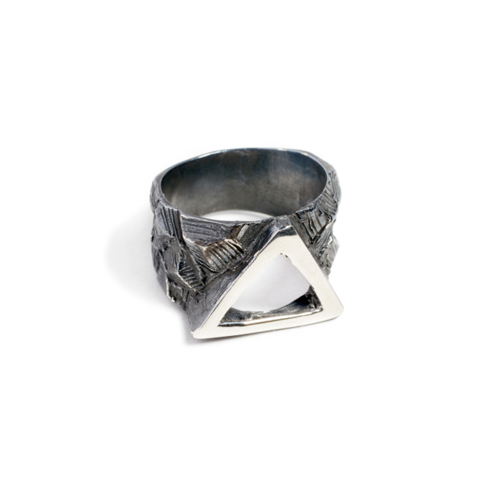 Oxidized Sterling Silver Triangle Ring