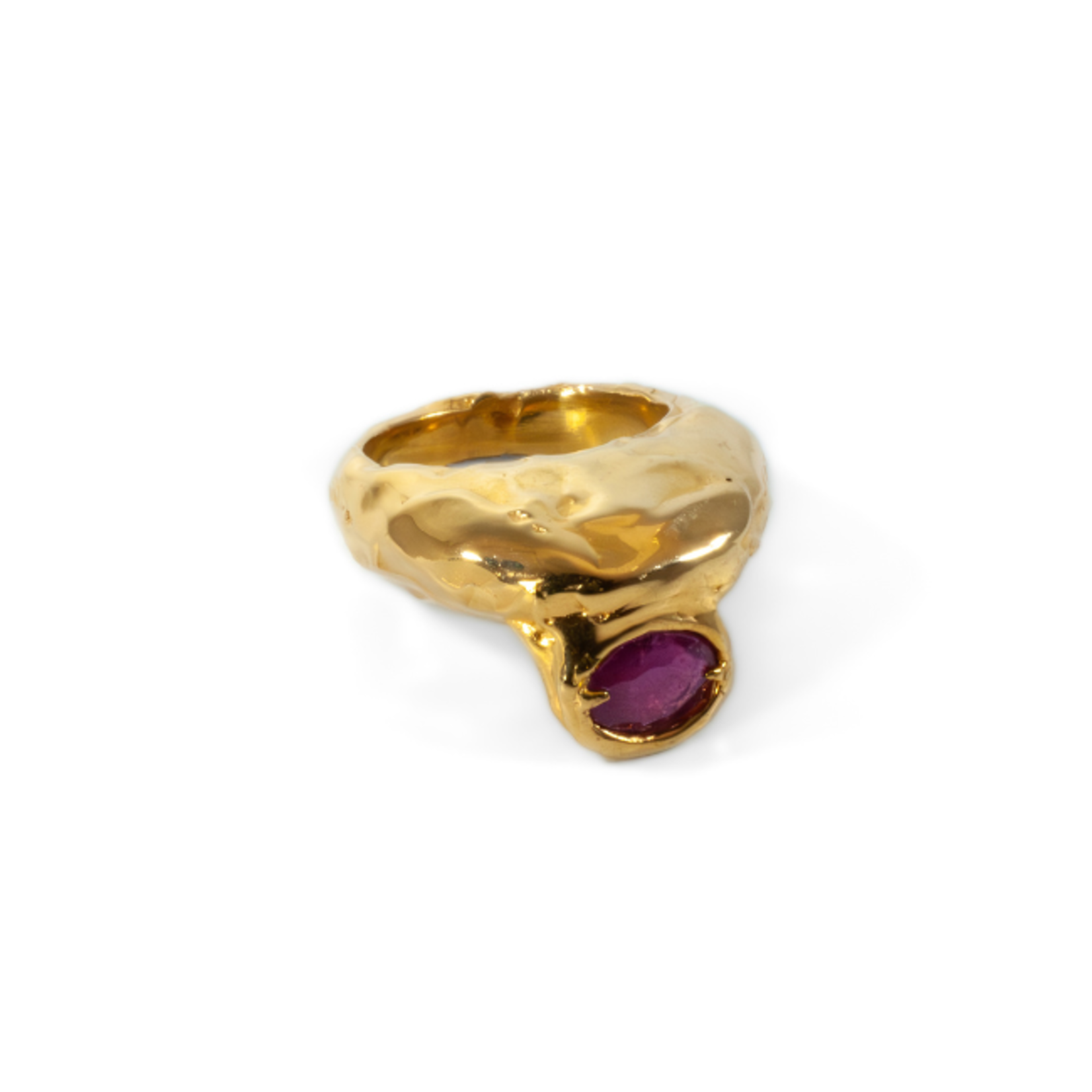 Argent tonic Bague Rubis - 24k Doré