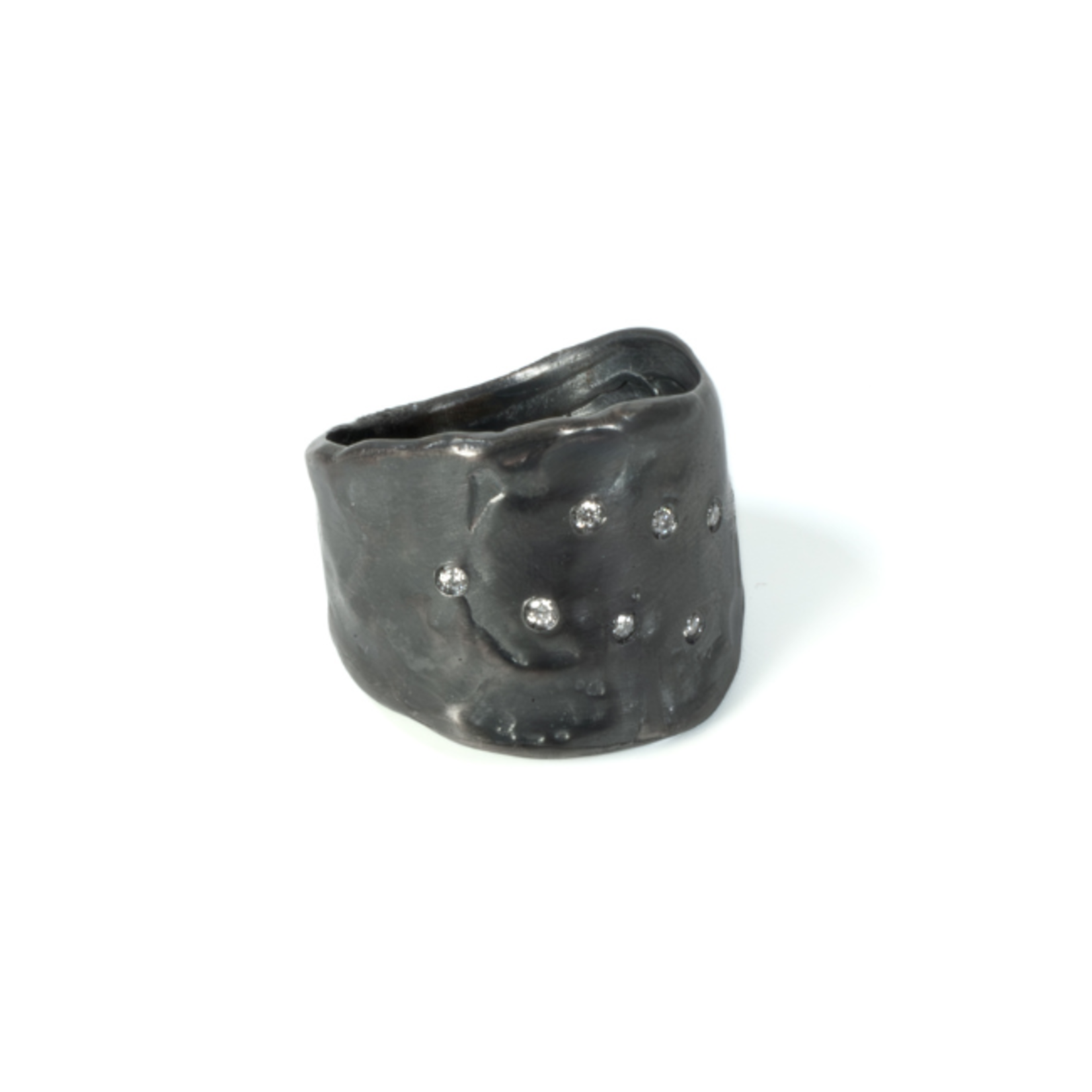 Argent tonic Bague en Argent Sterling Oxydé avec Diamants de Laboratoire