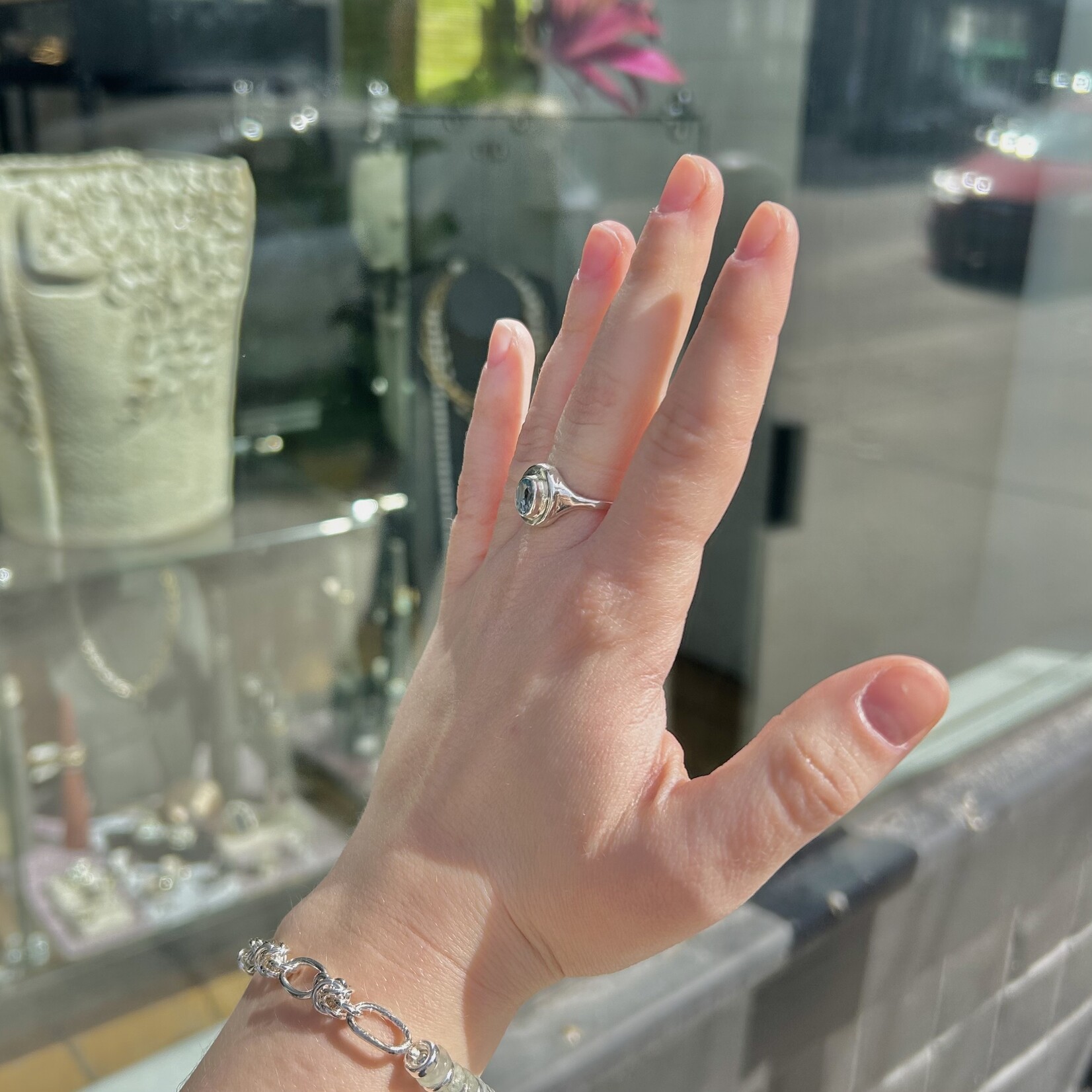 Argent tonic Aquamarine Signet Ring - Silver
