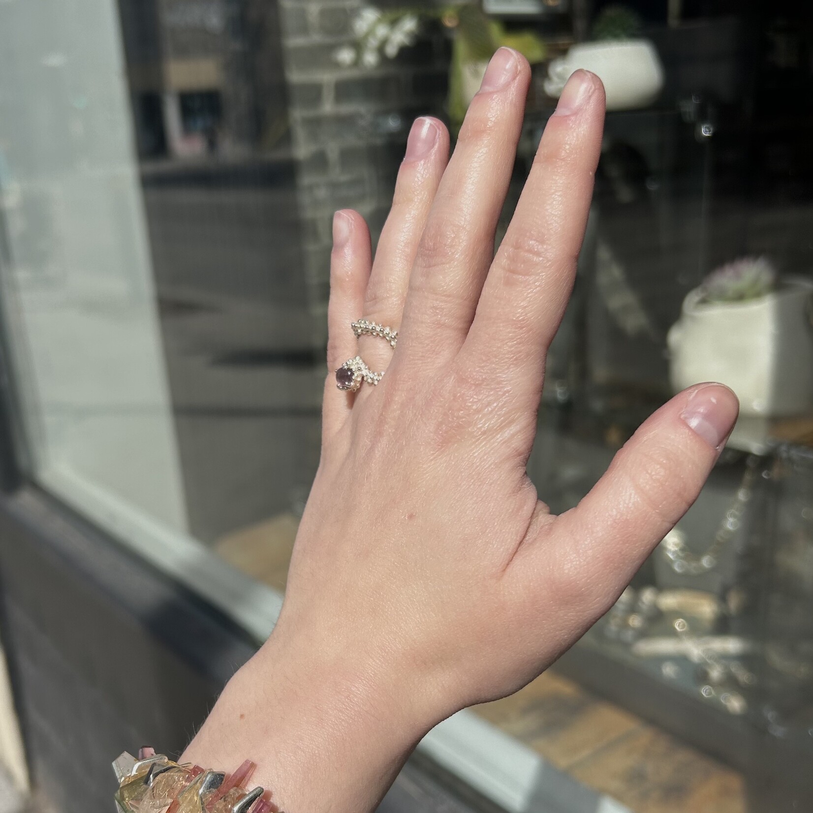 Argent tonic Textured Tourmaline Ring - Silver