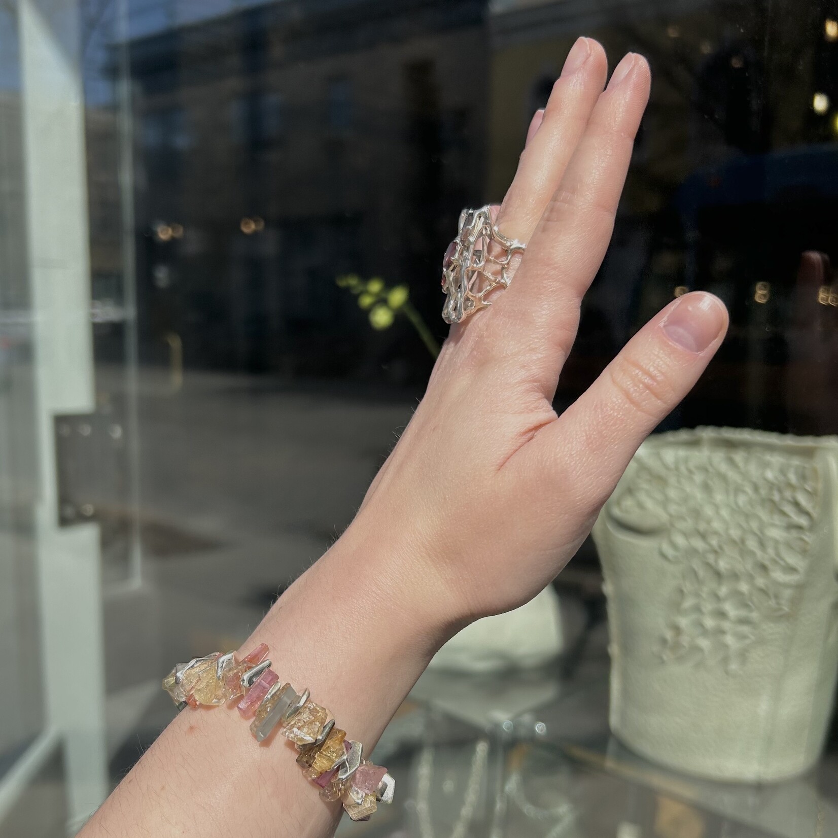 Argent tonic Tourmaline Statement Ring - Silver