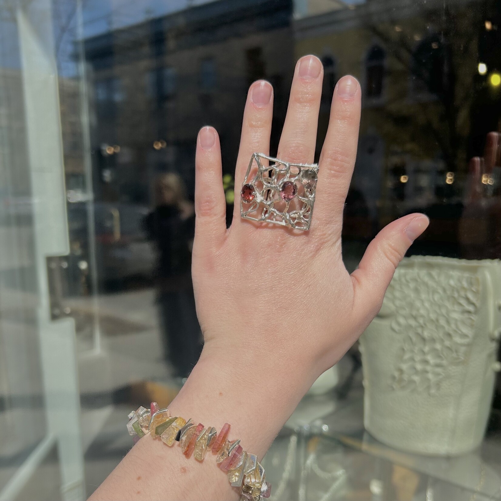 Argent tonic Tourmaline Statement Ring - Silver