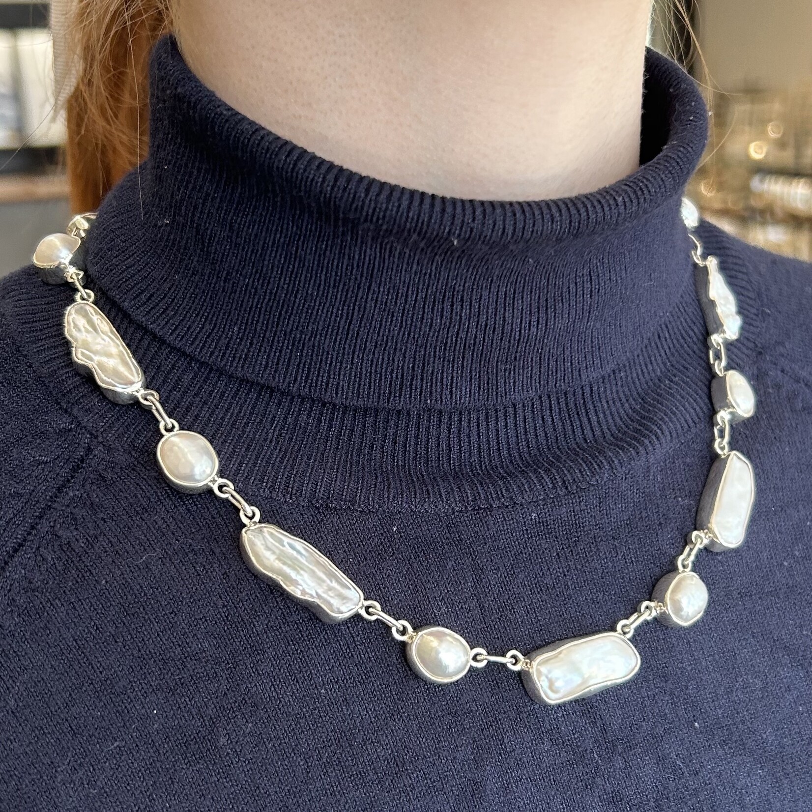 Argent tonic Collier de Perles D'Eau Douce - Argent