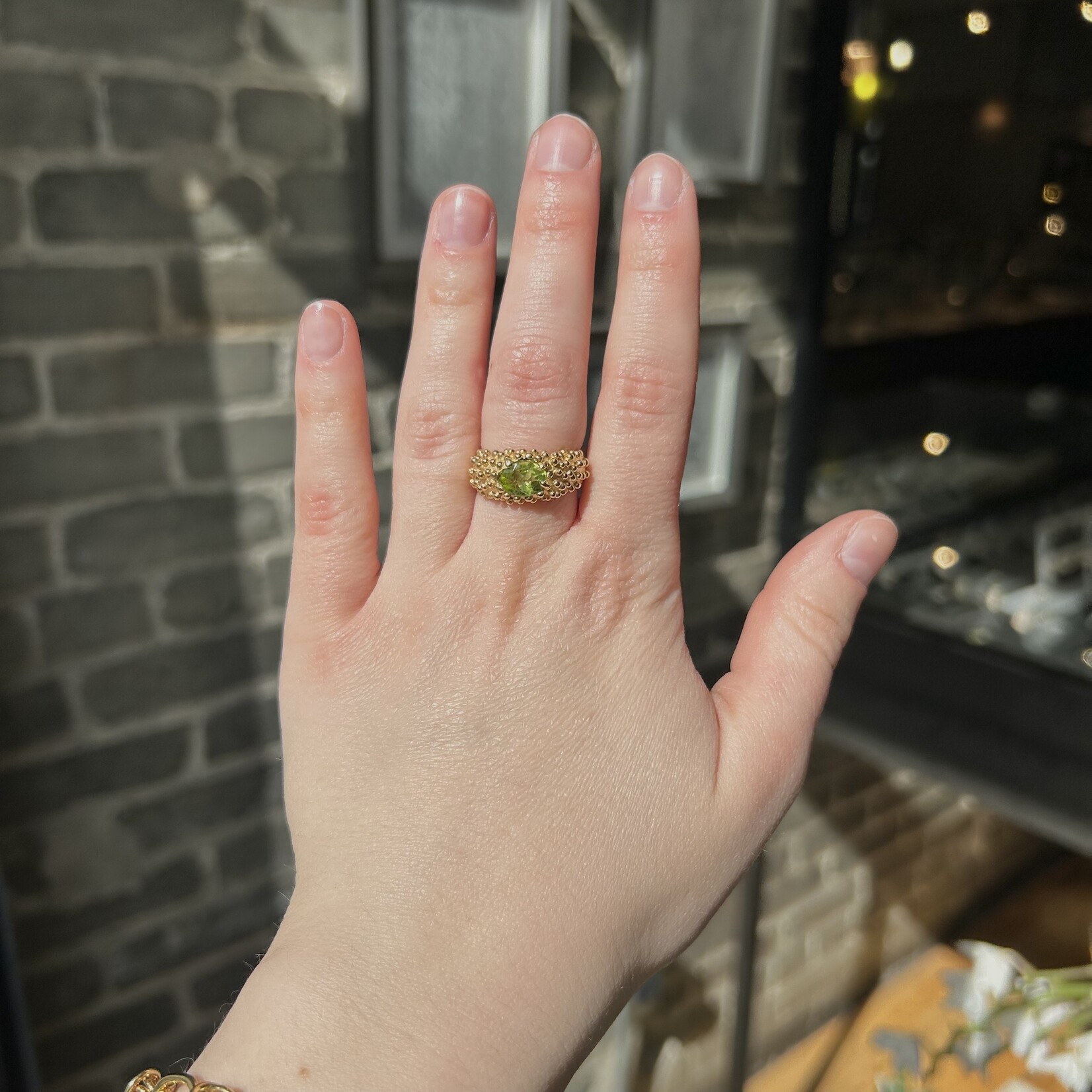 Argent tonic Peridot Dome Ring - Vermeil
