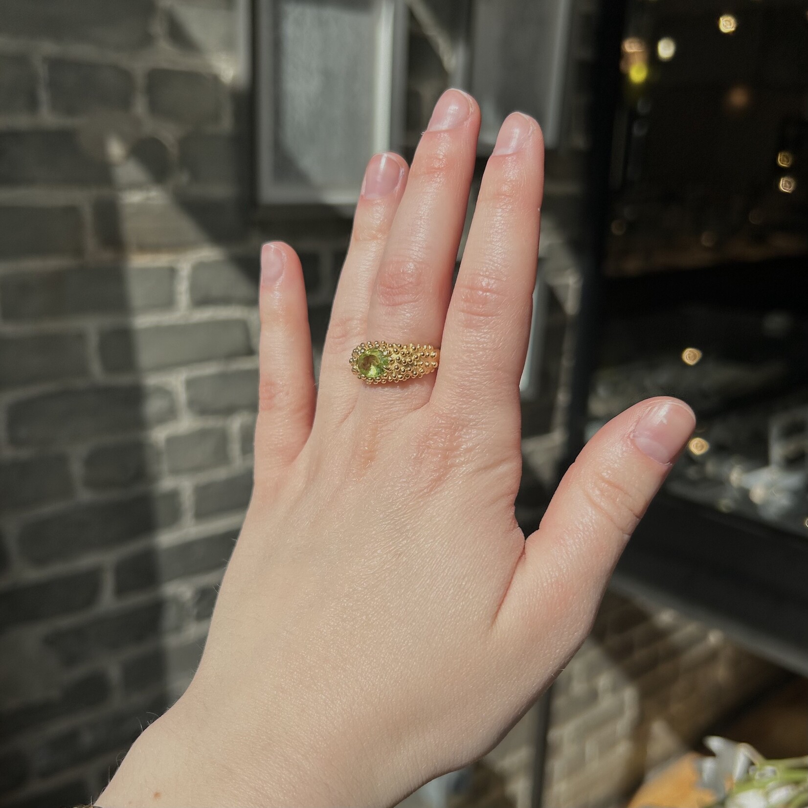 Argent tonic Bague Dôme Peridot - Doré