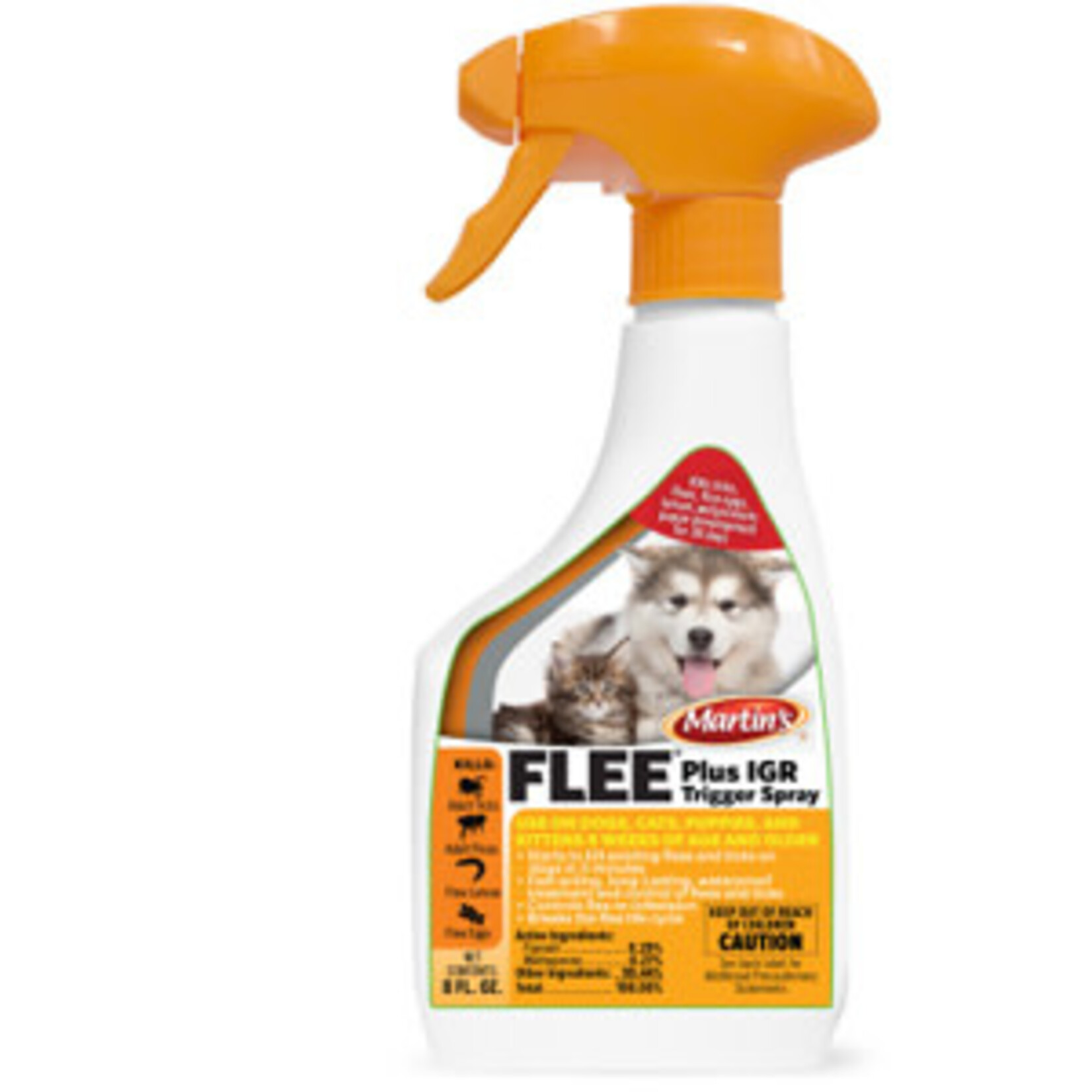 Martin’s Flee Plus IGR Trigger Spray Spray for Dogs and Cats, with Fipronil 8 Oz