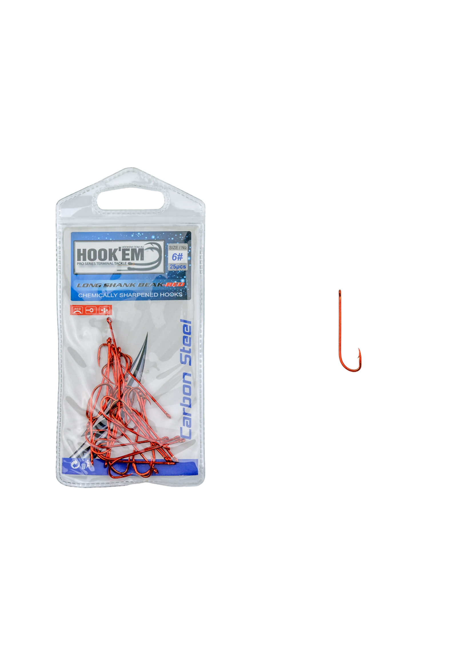 HookEm HOOK'EM Long Shank Beak Red Hook