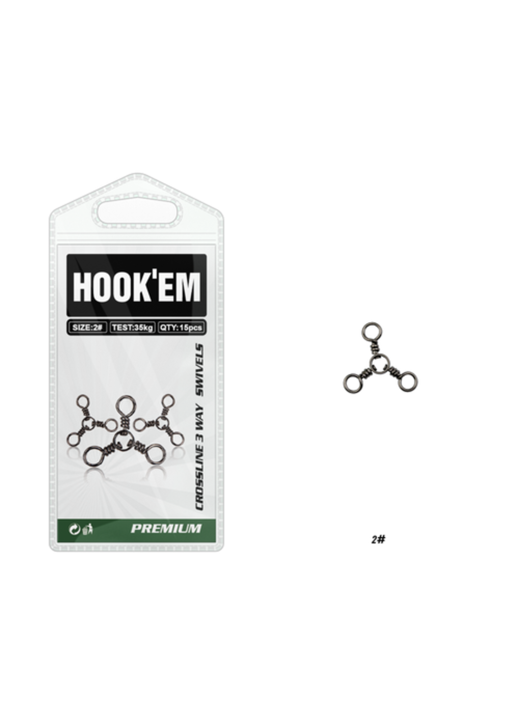 HookEm HOOK'EM Cross Line 3 Way Swivel