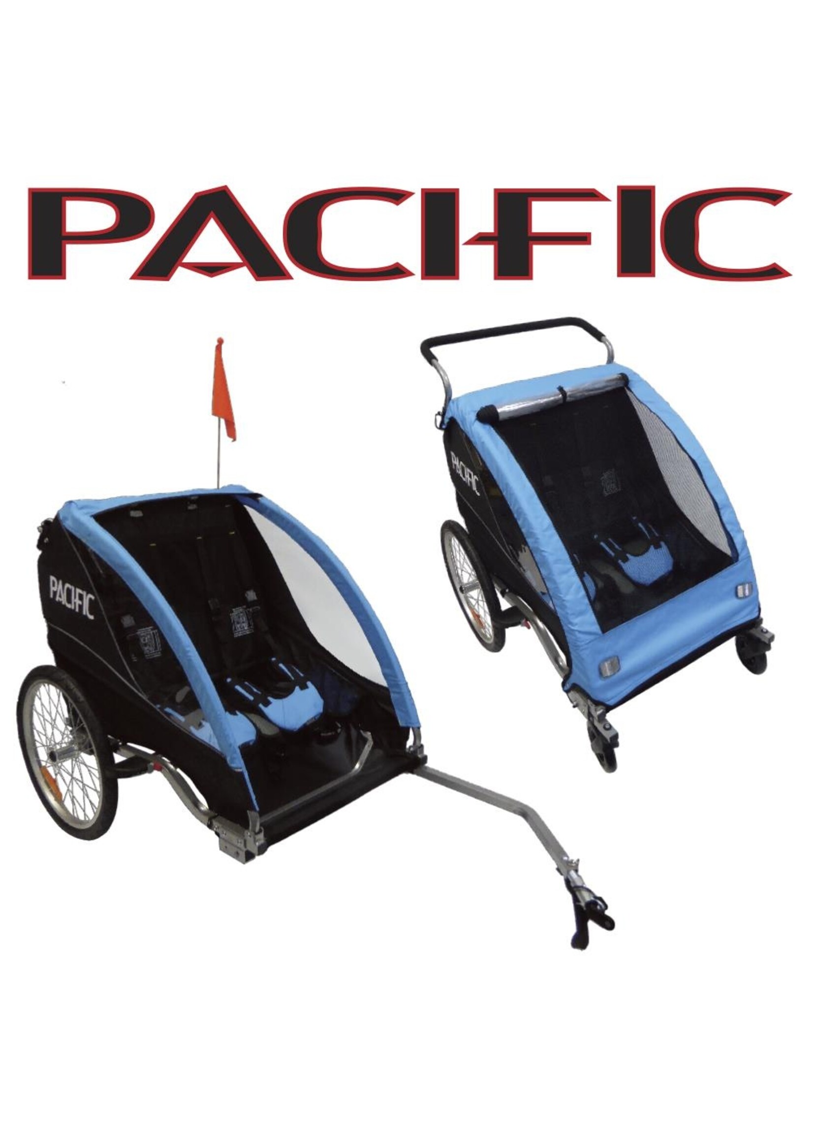 Pacific PACIFIC Deluxe 2 in 1 Kids Trailer/Stroller Double