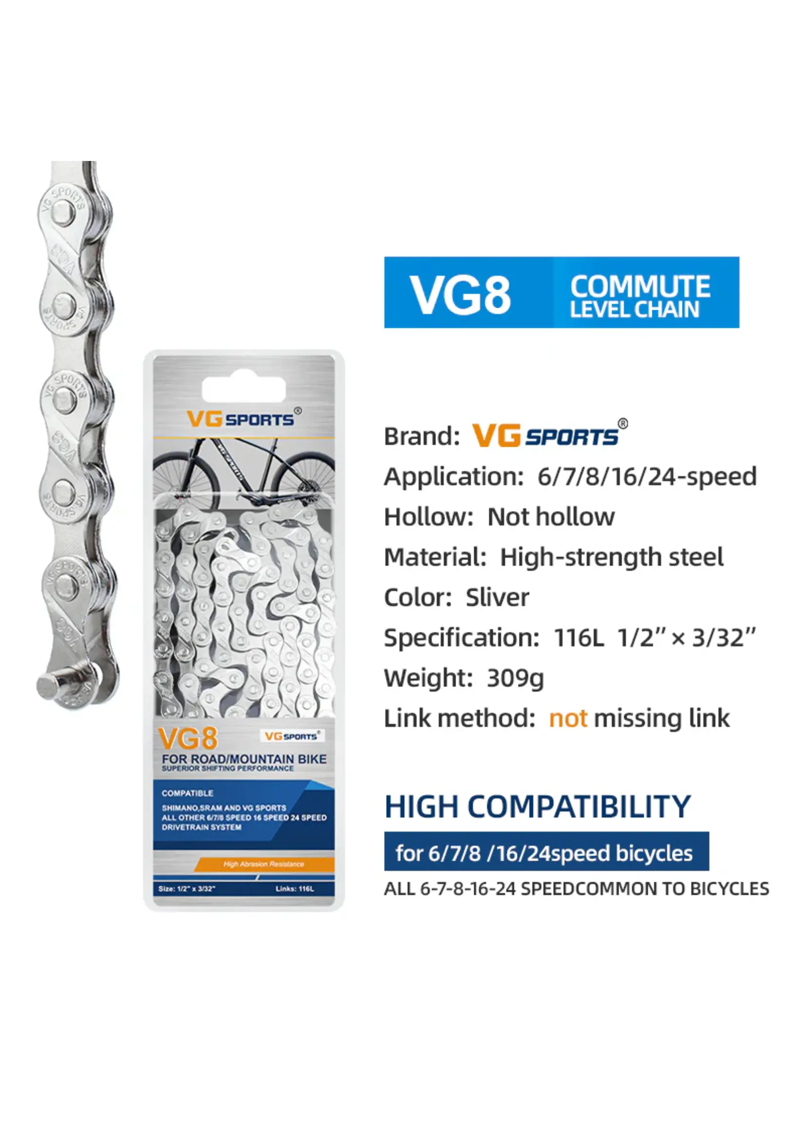 VG Sports VG SPORTS 8SPD Chain