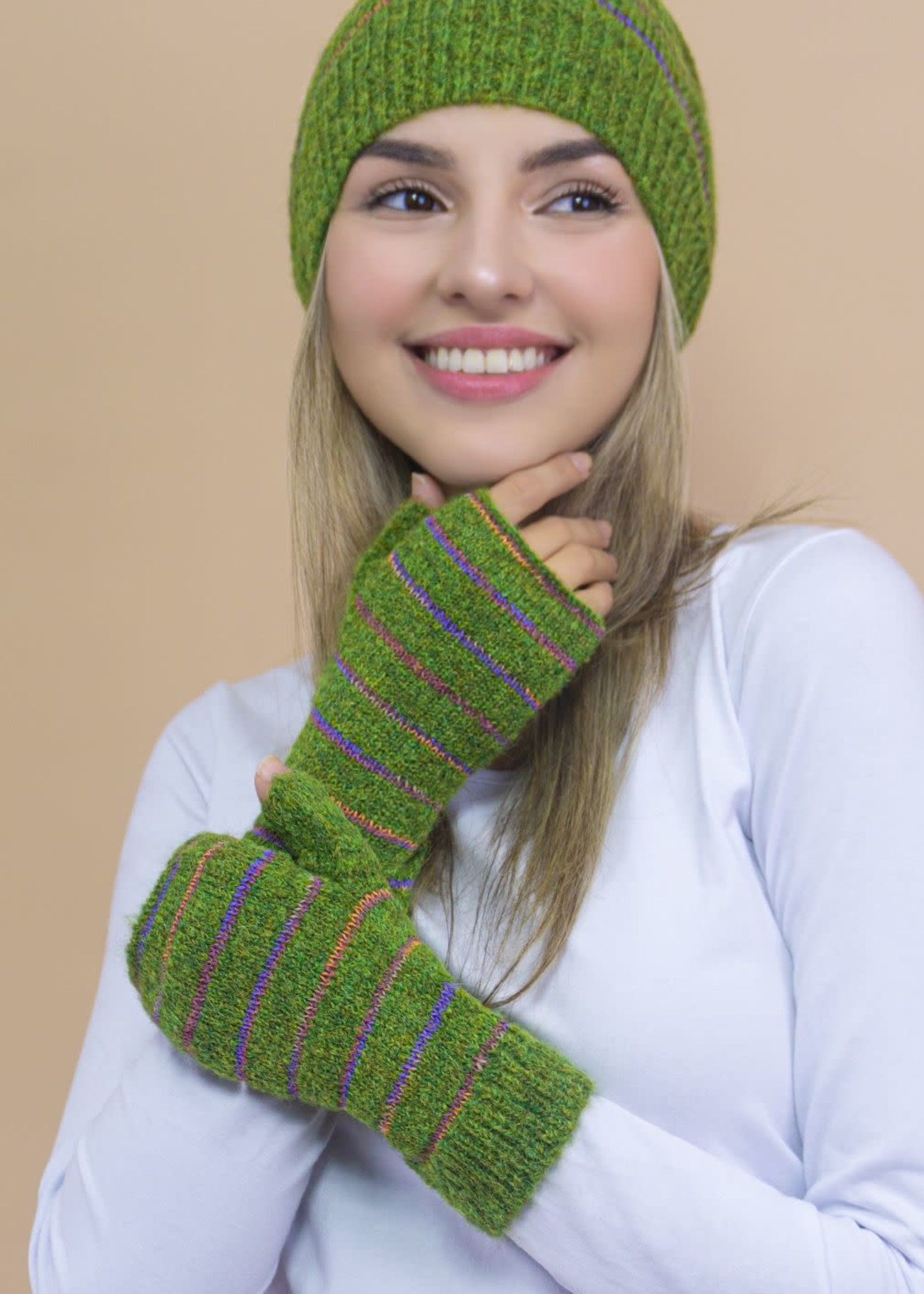 Fingerless Alpaca Gloves Medium / Mossy Green