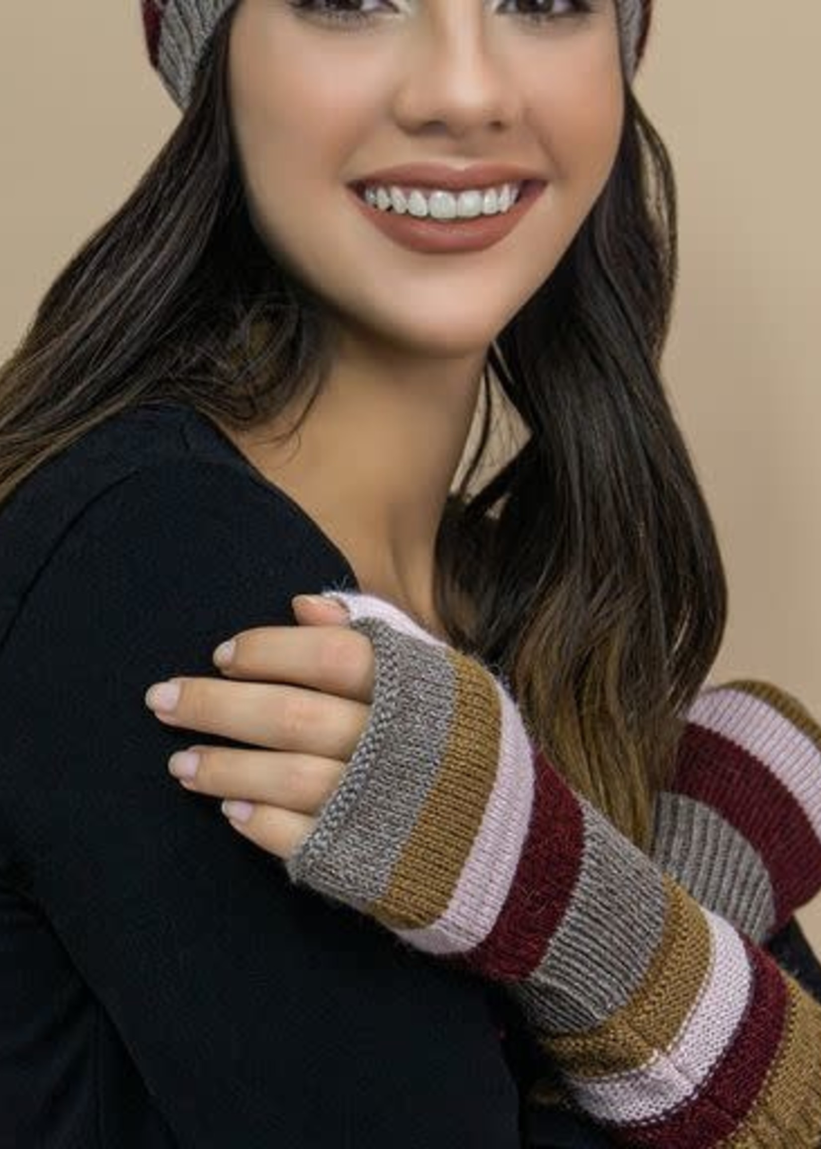 Alpaca Justin  Striped Fingerless Gloves