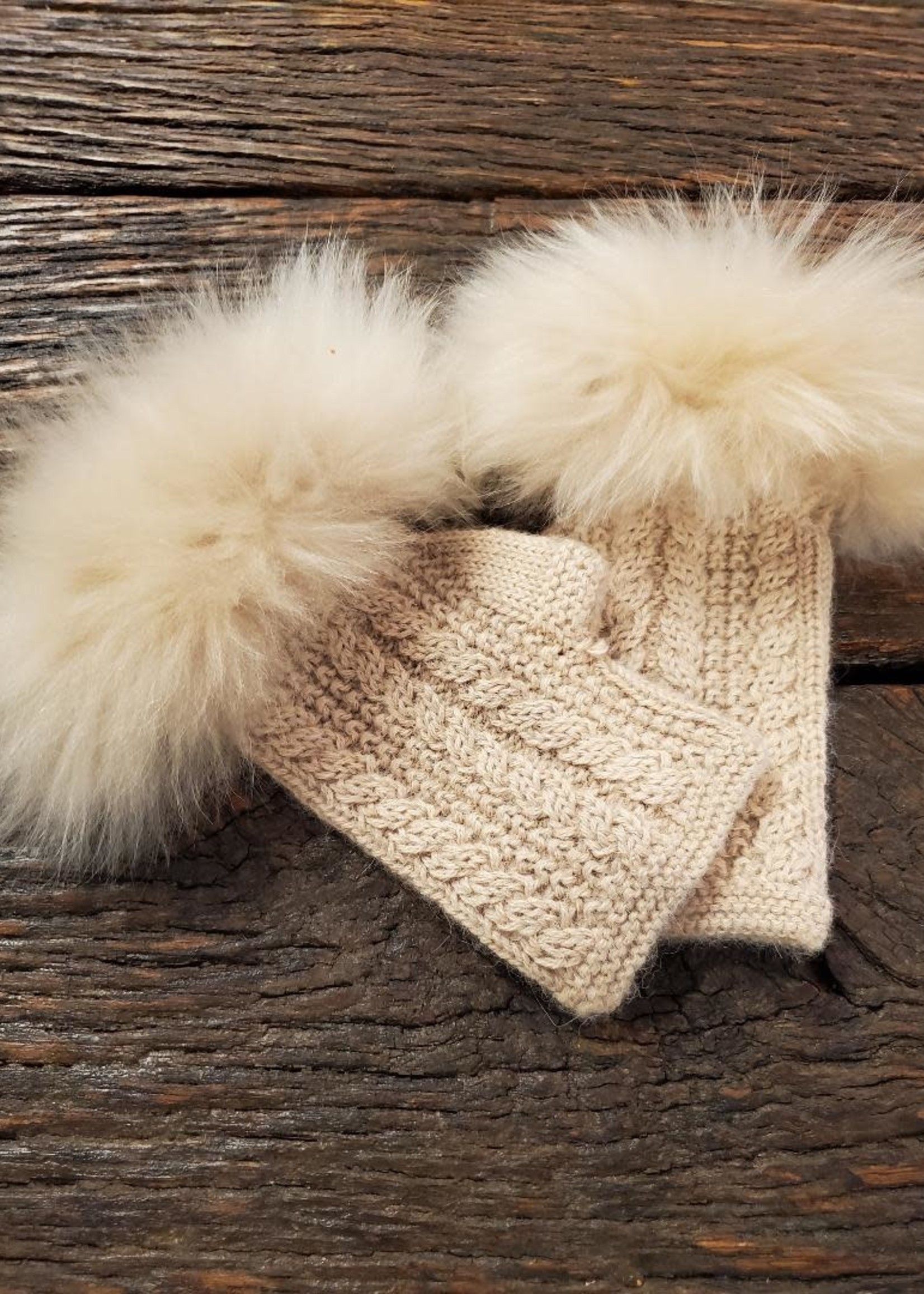 Alpaca Alpaca Cable Fingerless Gloves w/Fur