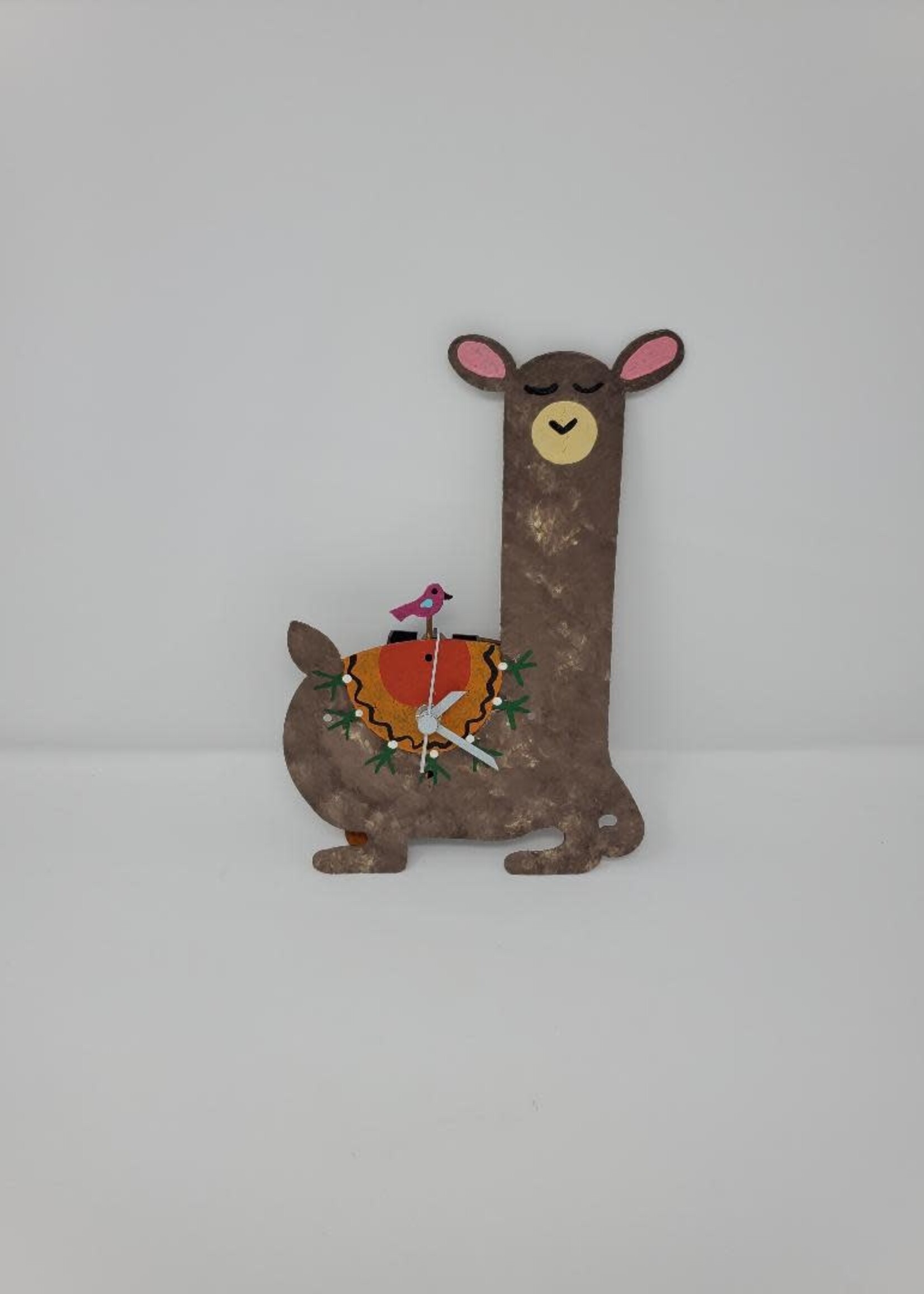 Home Alpaca Wall Clock w/Bird