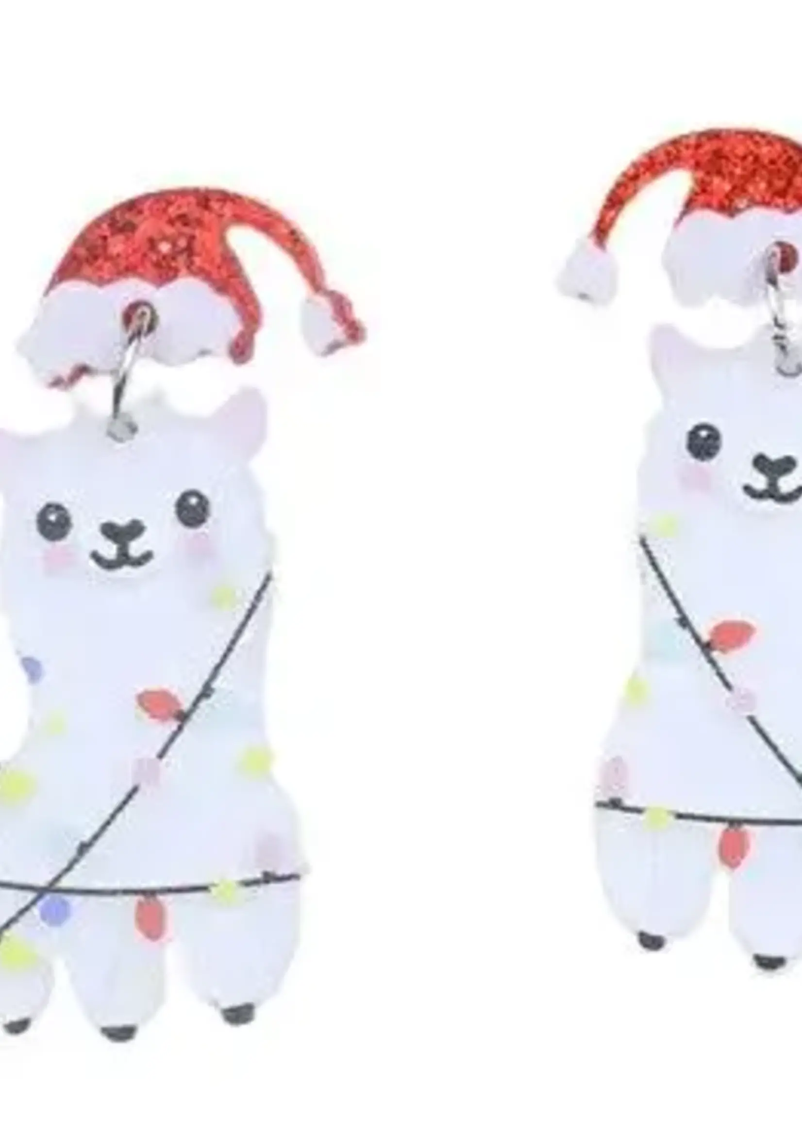 Alpaca Christmas Earrings