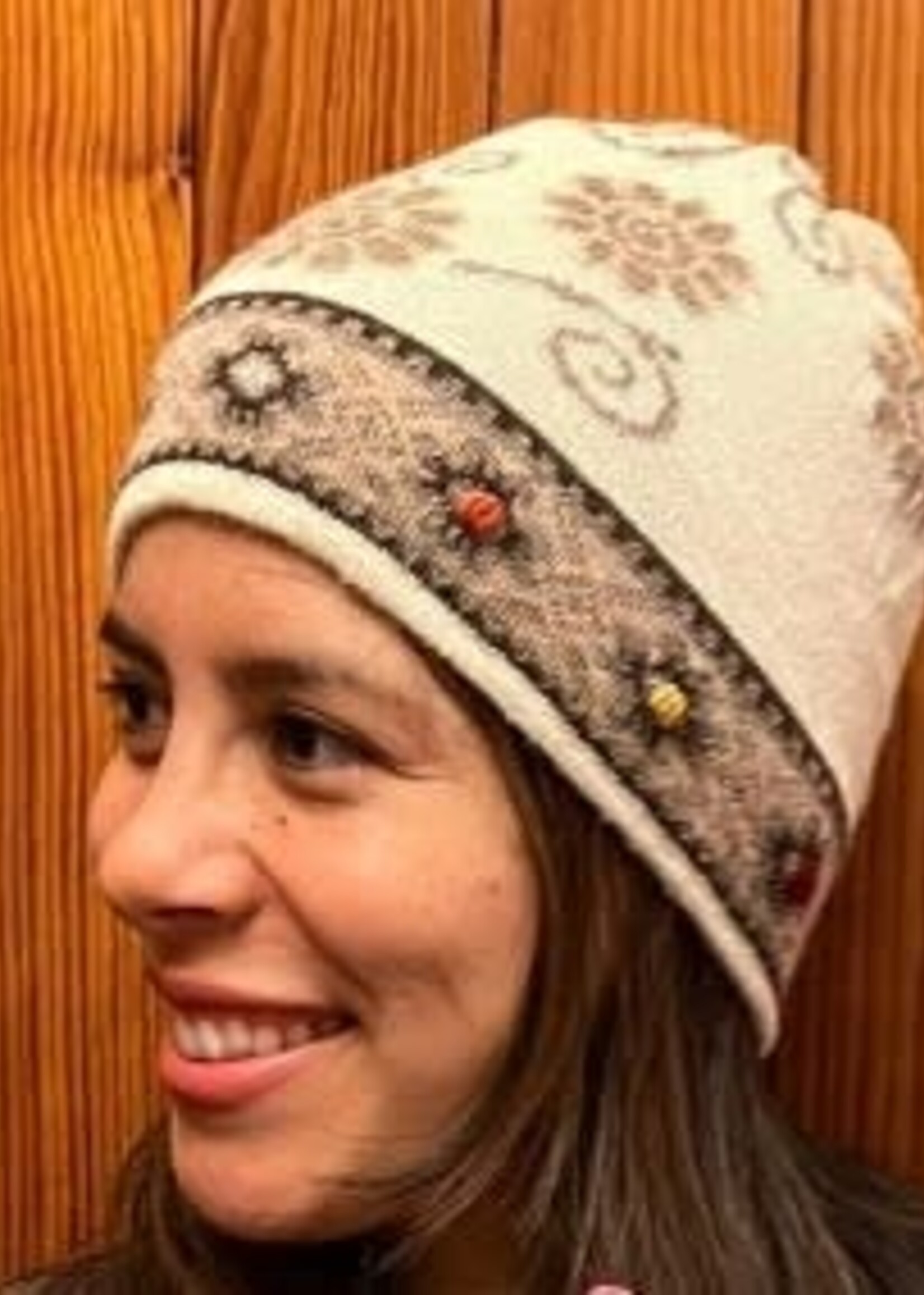 Alpaca Golden Flowers Embroidered Hat