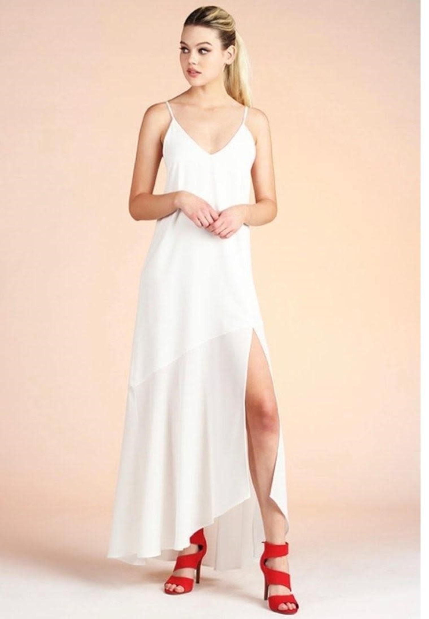 White Satin Dress - Slip Maxi Dress - Wedding Dress - Maxi Dress