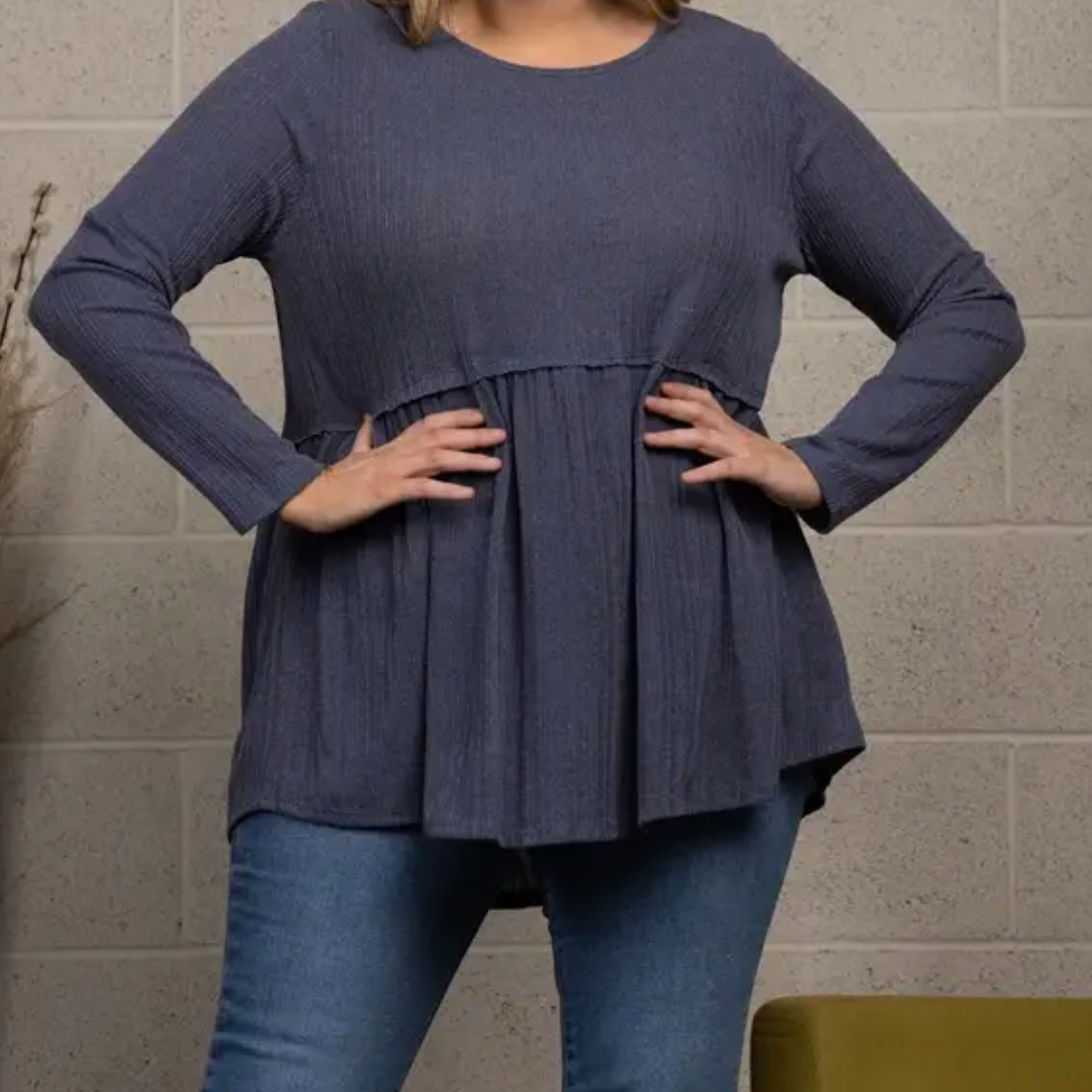 Knit Babydoll Maternity Top in Grey