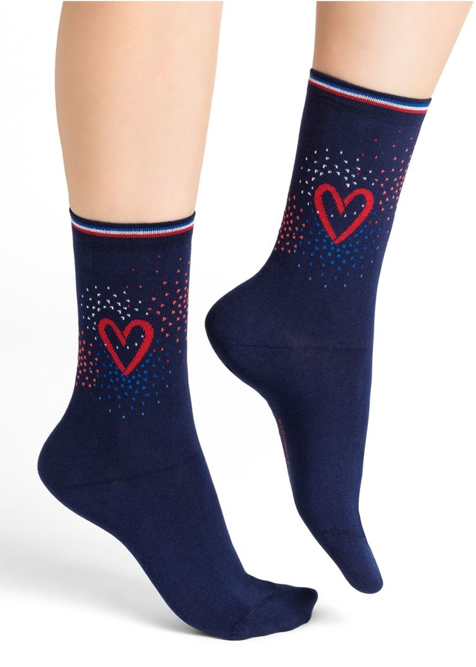 Bleu Foret Bleu foret side pattern heart socks 6371
