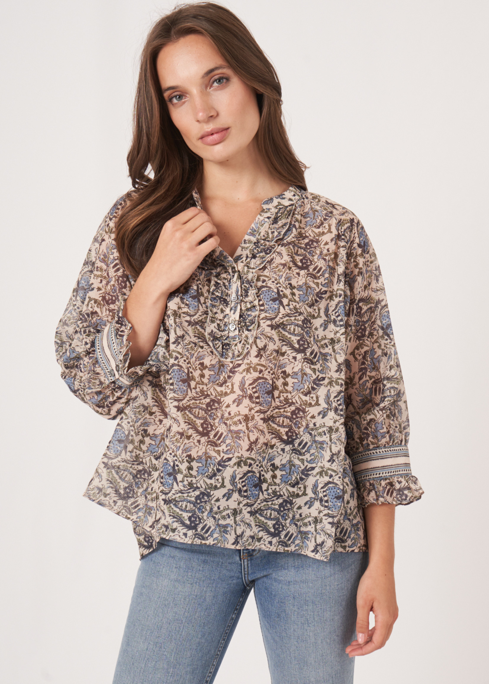 Repeat Repeat cotton silk woven blouse 600565