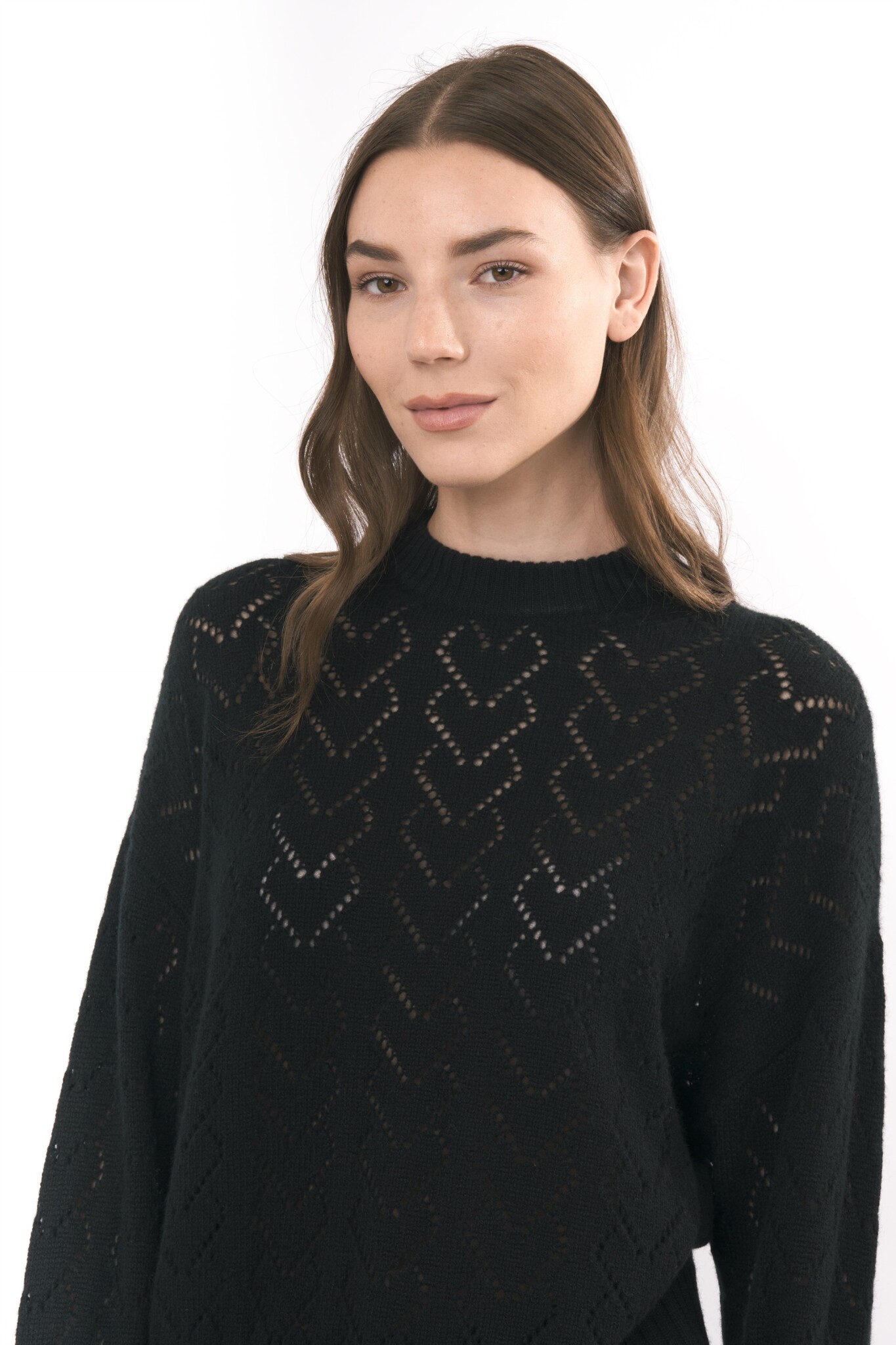 Cashmere Clouds Heart pointelle cashmere sweater CC 271
