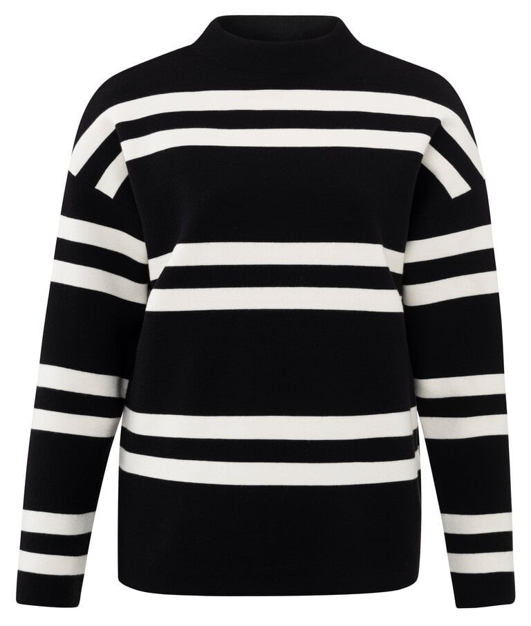 Yaya Yaya Block stripe sweater w/high neck 1000390