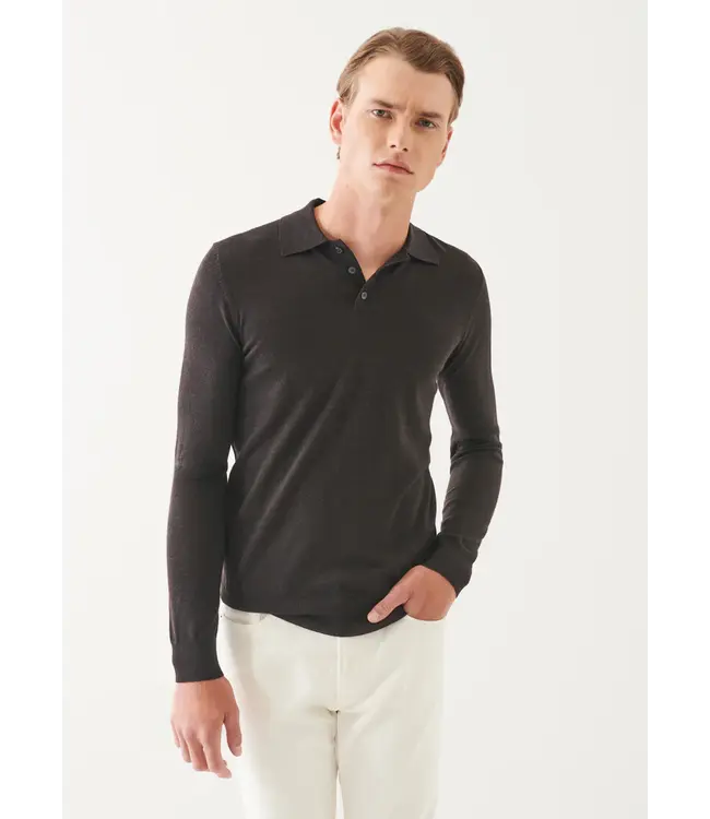 Patrick Assaraf Men's Merino 3 button polo