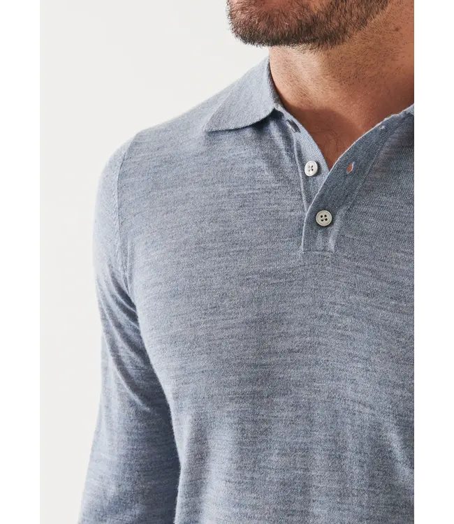 Patrick Assaraf Men's Merino 3 button polo
