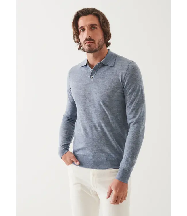 Patrick Assaraf Men's Merino 3 button polo
