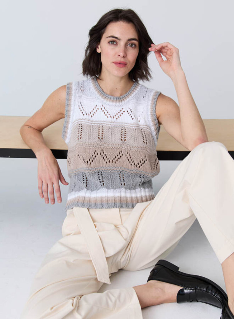 Autumn Cashmere Autumn Cashmere Wavy pointelle striped vest N14082