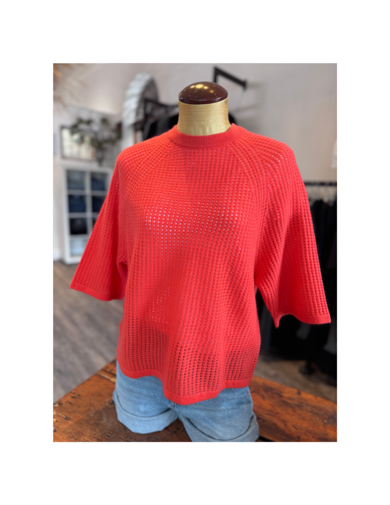 Autumn Cashmere Autumn Cashmere Short sleeve mesh sweater R14117