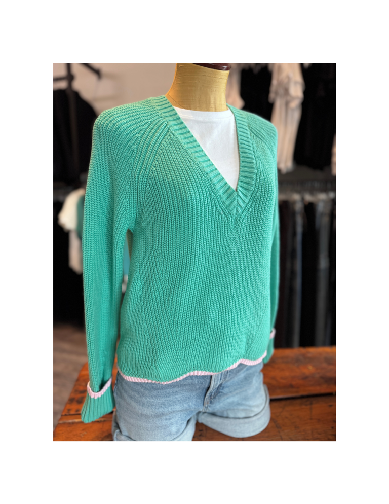 Autumn Cashmere Autumn Cashmere Tipped scallop shaker sweater N14236