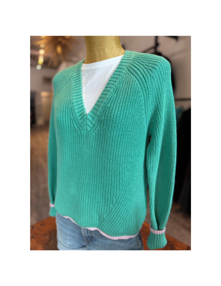 Autumn Cashmere Autumn Cashmere Tipped scallop shaker sweater N14236