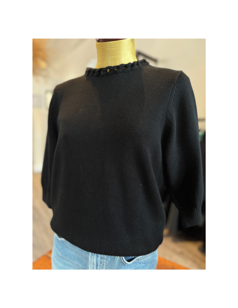 Autumn Cashmere Autumn Cashmere Crocheted chain crew sweater N14176