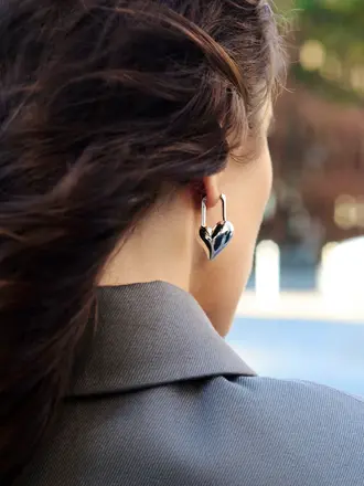 Jenny Bird Padlock heart earrings silver