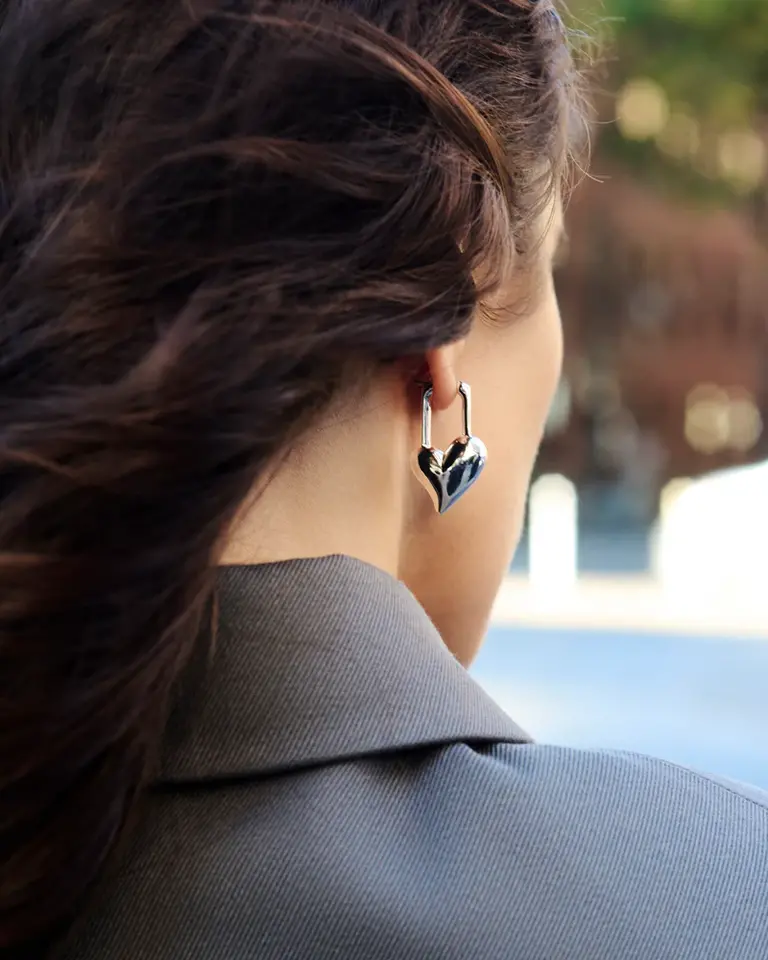 Jenny Bird Jenny Bird Padlock heart earrings silver JB3424-HPS