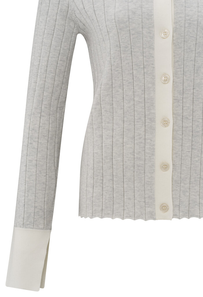 Yaya Yaya Rib cardigan w/contrast stitch 1010093