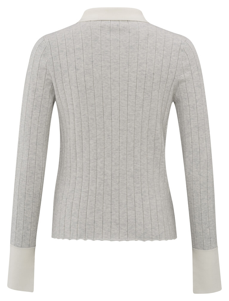 Yaya Yaya Rib cardigan w/contrast stitch 1010093