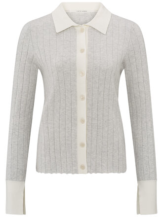 Yaya Rib cardigan w/contrast stitch