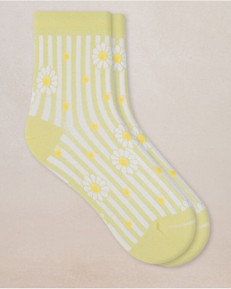 Bleu Foret Bleu Foret Cotton ankle sock w/daisies 6530