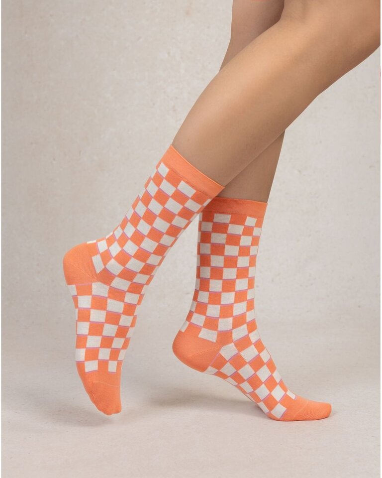 Bleu Foret Bleu Foret Check pattern socks 6538