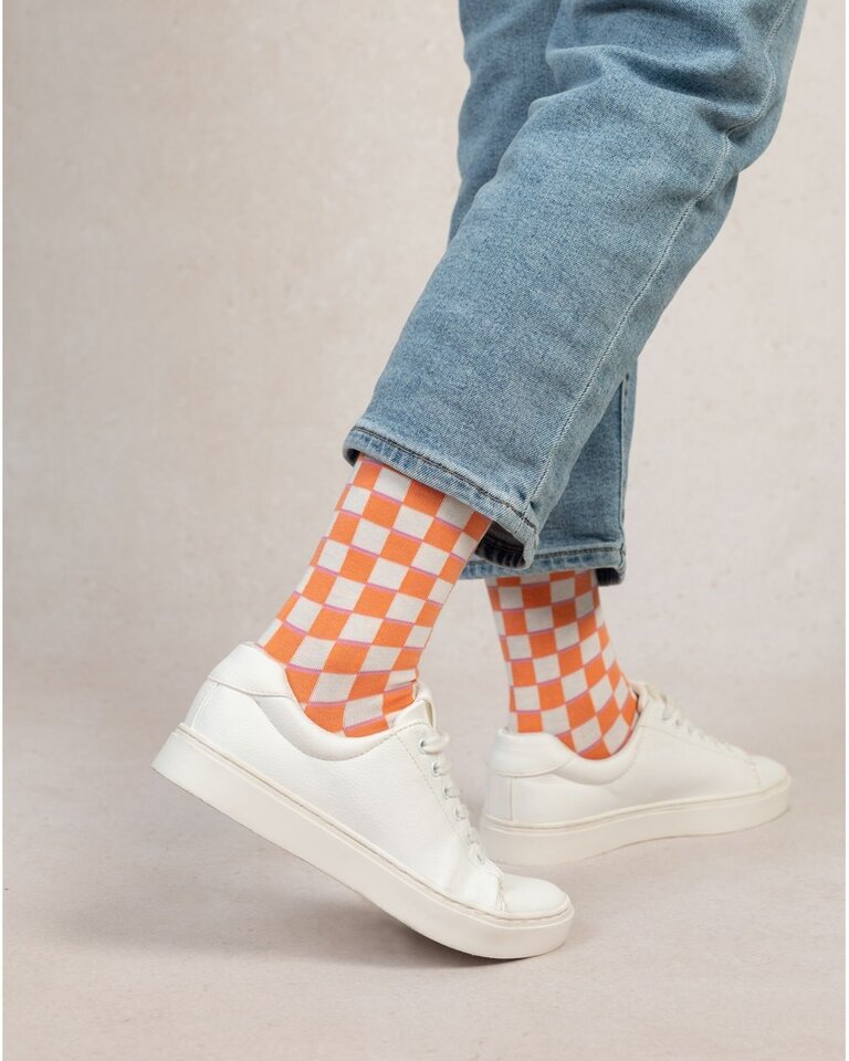 Bleu Foret Bleu Foret Check pattern socks 6538