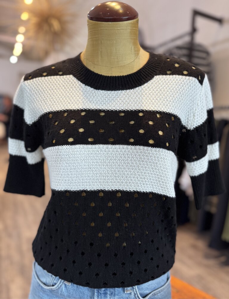 Brodie Brodie Wispr Pointelle stripe top W-042