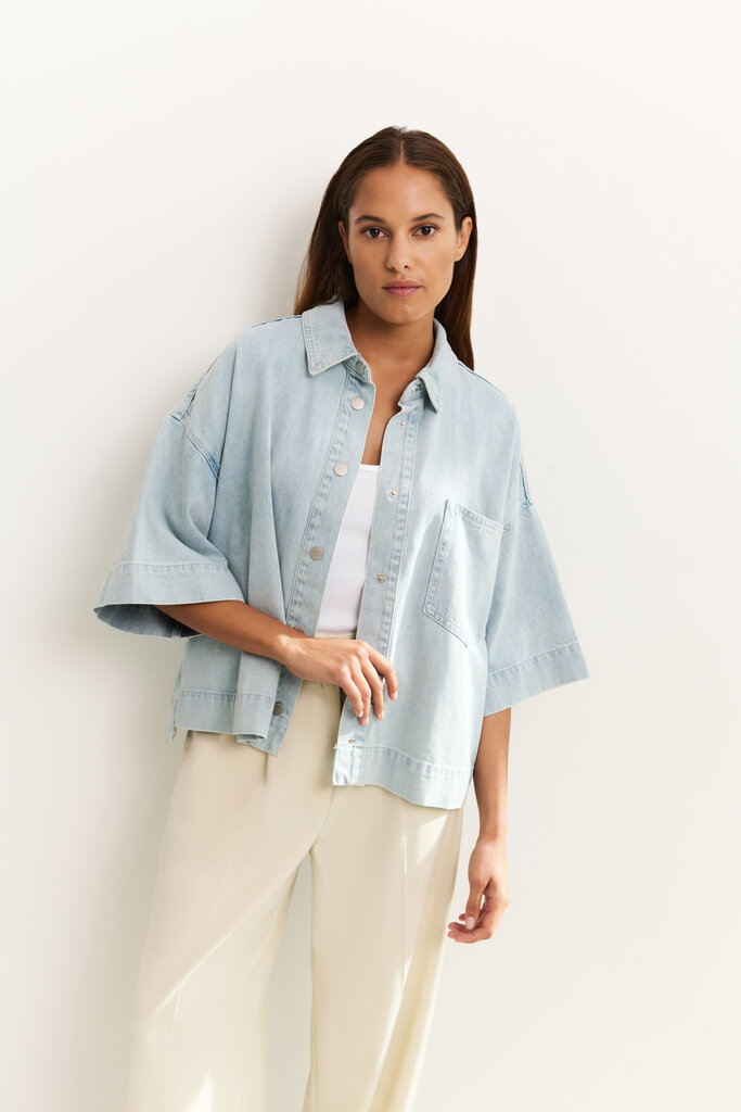Yaya Yaya Oversized cropped denim jacket 2001053