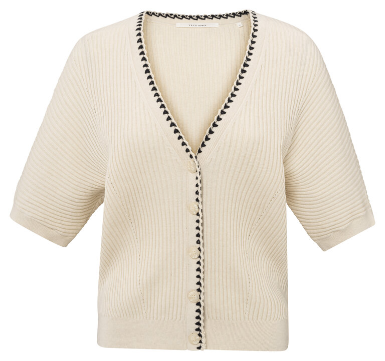 Yaya Yaya Rib cardigan w/ detail 1010108