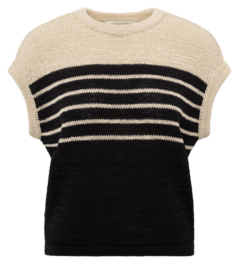 Yaya Yaya Sleeveless striped tape yarn sweater 1000470