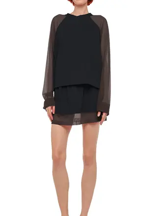 Norma Kamali Oversized raglan sleeve mesh top