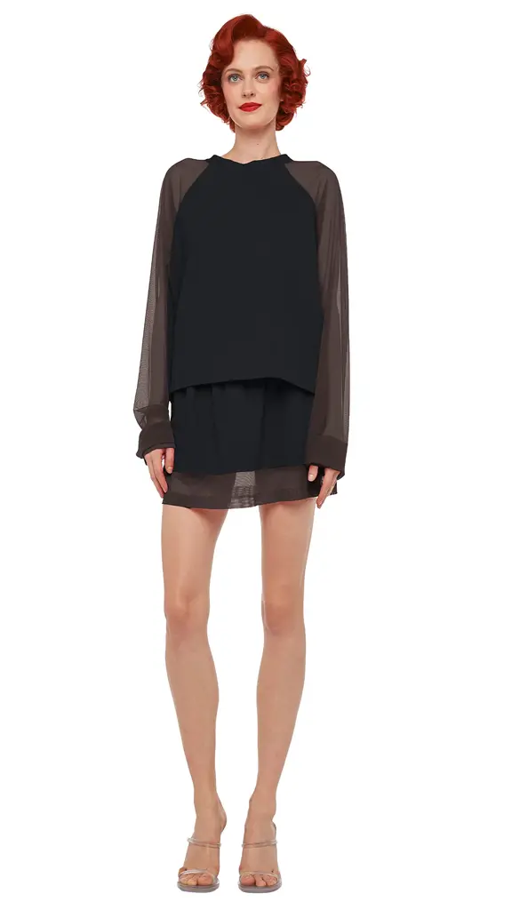 Norma Kamali Norma Kamali Oversized raglan sleeve mesh top ST2256TMP08