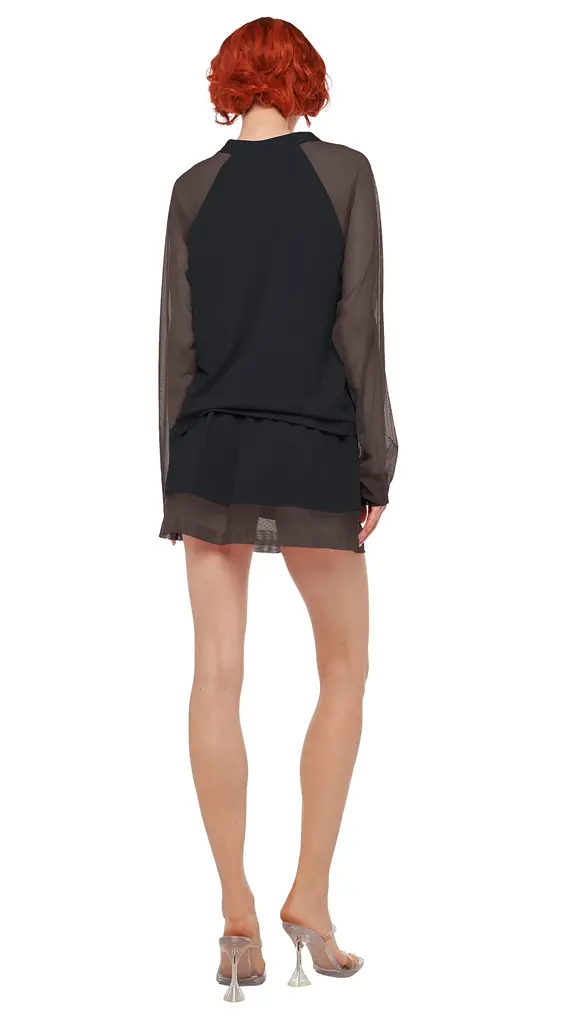 Norma Kamali Norma Kamali Oversized raglan sleeve mesh top ST2256TMP08